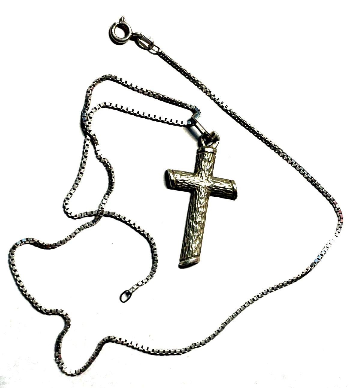 Vintage unisex Kreuz Anhänger 925 Silber an Venezianer Silberkette Baumstamm4