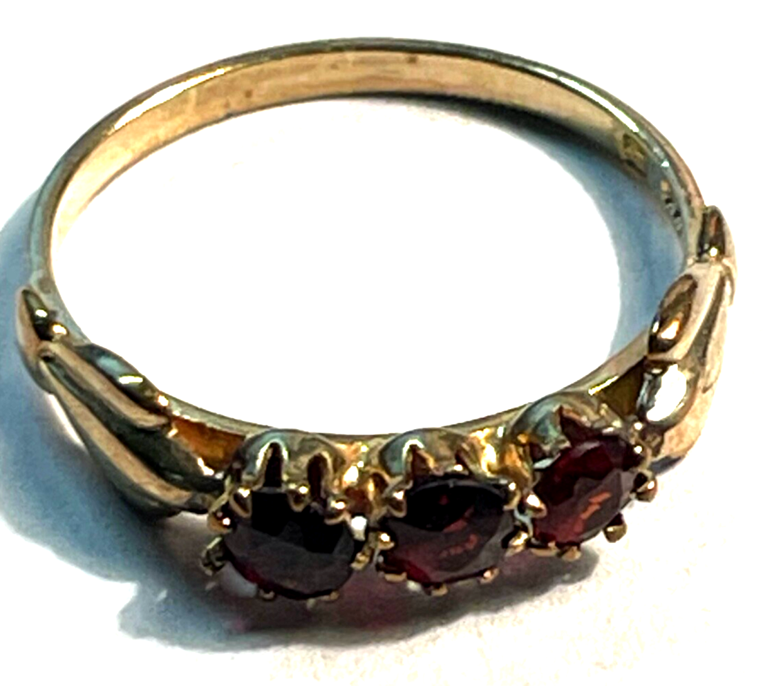 Solider 333 Gold 8 K antik Ring Rotgold 3x Granat RG 52 Ø 16,5 mm gepflegt10