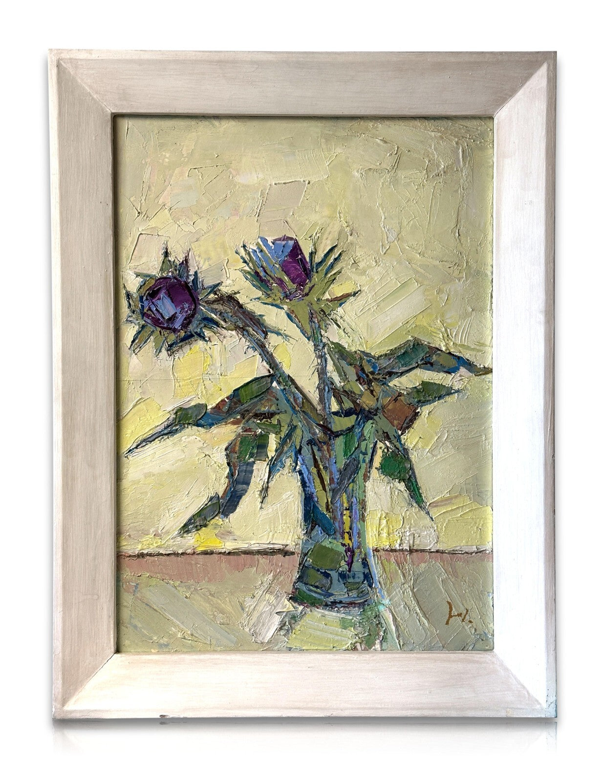 Helmut Baumann 1894-1978 - Öl auf Leinwand auf Platte - Artischockenblüte - Sign0