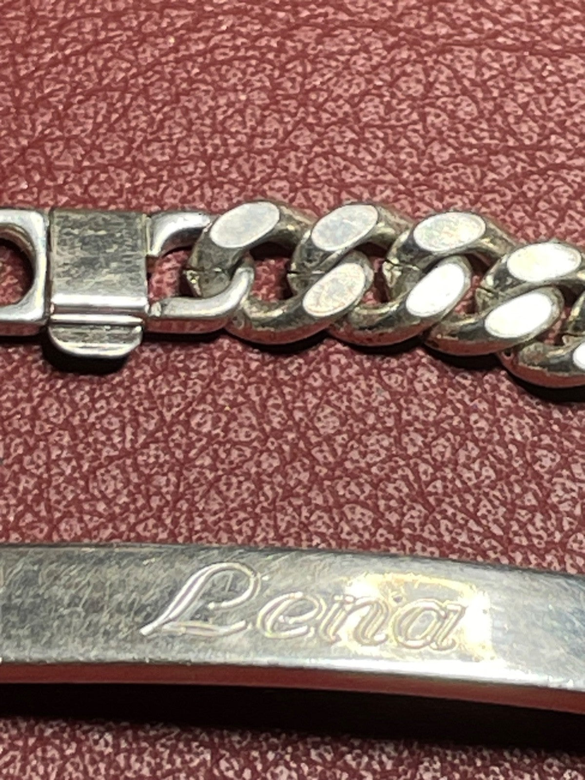 925 Silber Armband Namensband LENA Panzerband L 20,5 B 0,7 cm8