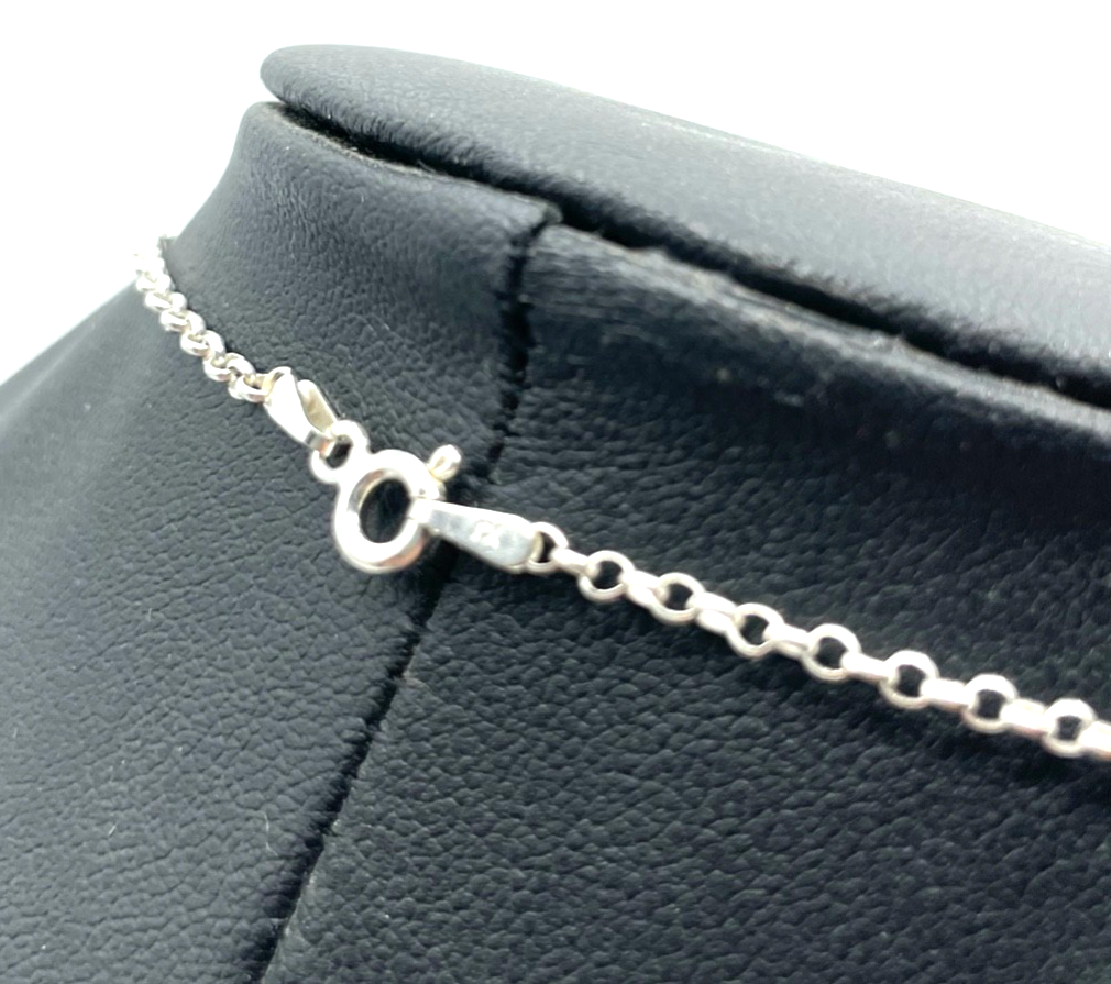925 Silber Anhänger Fisch Skelett teils emailliert + Sterling Gliederkette 50 cm5