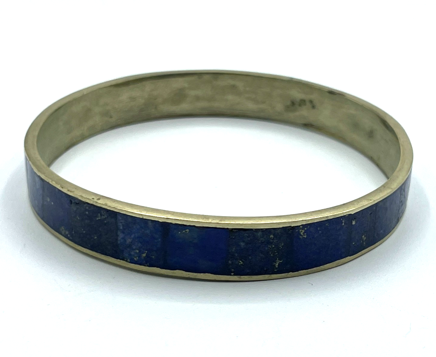 Vintage Tibet Silber Armreif  Lapislazuli Inlay Einlage Handarbeit Ø 6,8cm B 1cm5