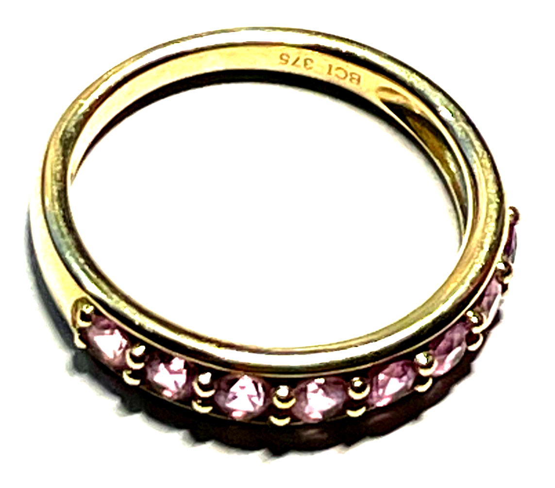 Massiver 375 Gold 9 K BCI Ring mit 8x Padparadscha Saphir in Pink RG 57 Ø 18 mm5