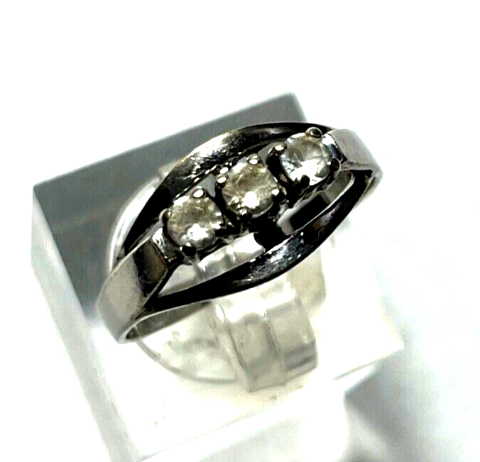 333 Gold 8 K Ring Weißgold 3 Weißtopas Vorsteckring RG 57 gepflegt0