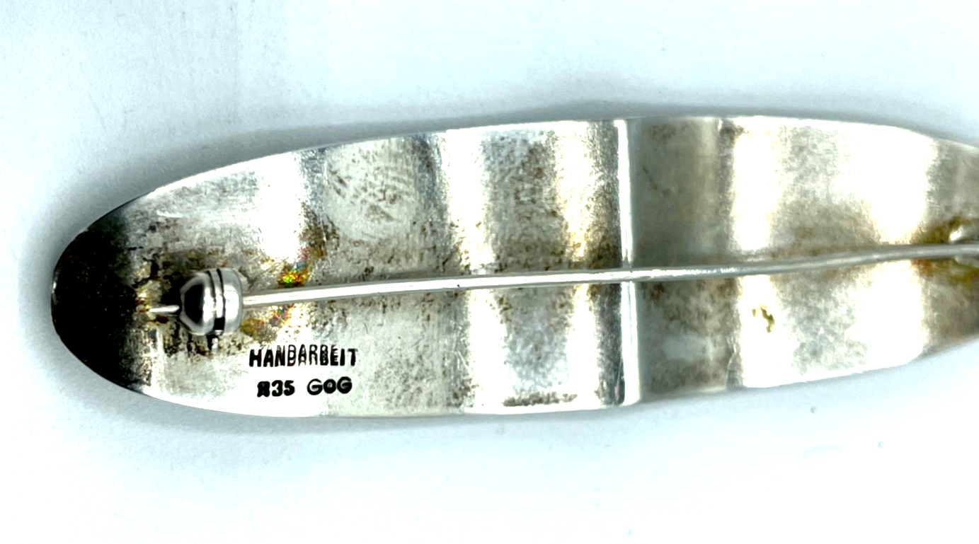 Antik 835 Silber Brosche 20er J Anstecknadel Wiener Gravur Handarbeit GOG Punze5