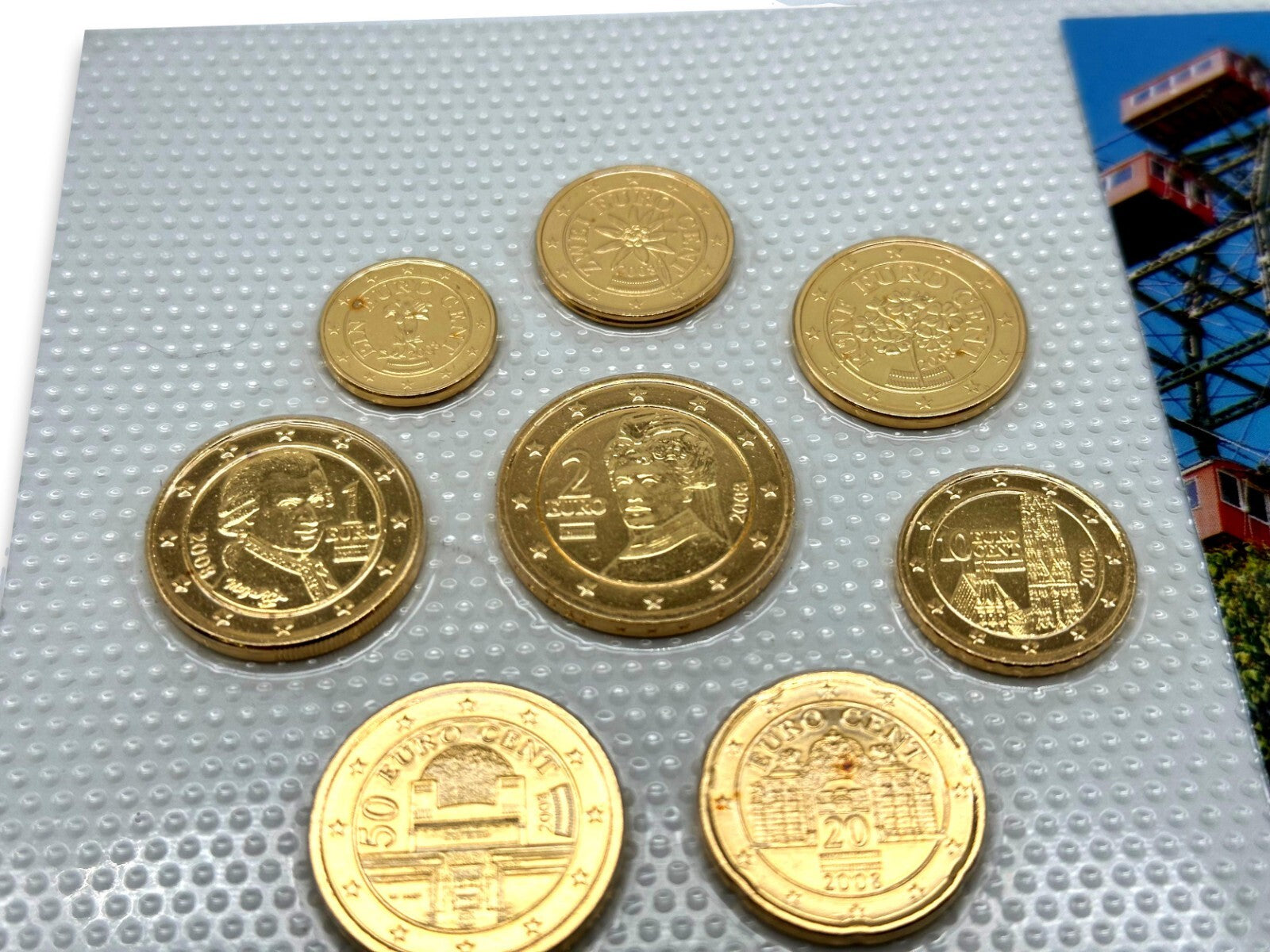 Österreich KSM Kursmünzsatz 2008 Euro € - 24 ct vergoldet - Ldt. Edition1