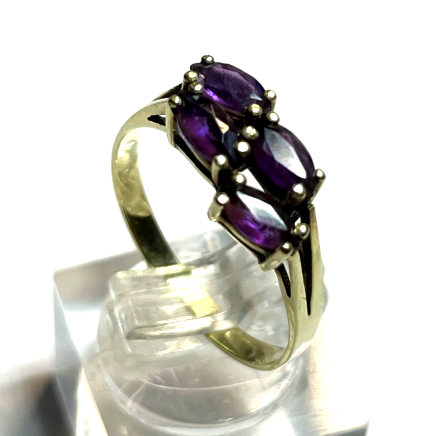 Vintage aparter 585 Gold 14 K Ring mit 4 x Amethyst elegant RG 56 Ø 18 mm0