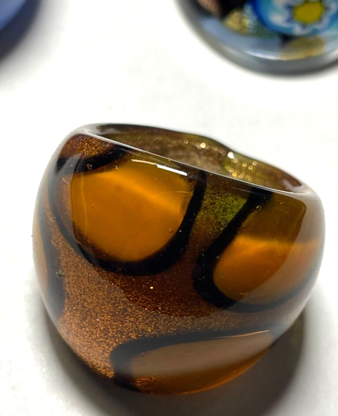3 x prächtiger Statement Glasring Murano Glas Handarbeit Unikat Ø 18 + 17 mm1