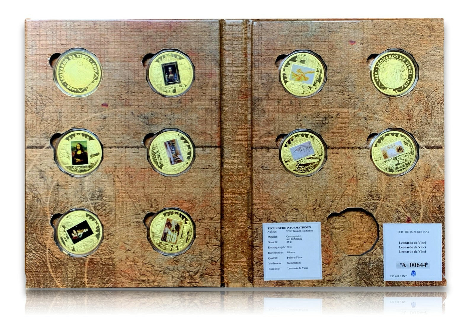 Medaillen - 24k vergoldet - Koloriert - limt. Edition - Set - Leonardo da Vinci0