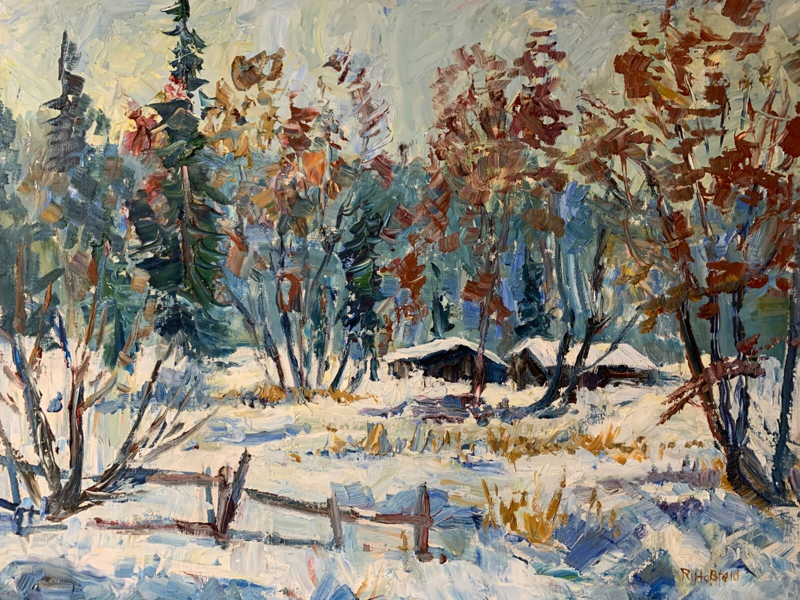 Rudolf Hossfeld 1910-1999 - Öl auf Leinwand - Winterlandschaft - gerahmt - sign.1