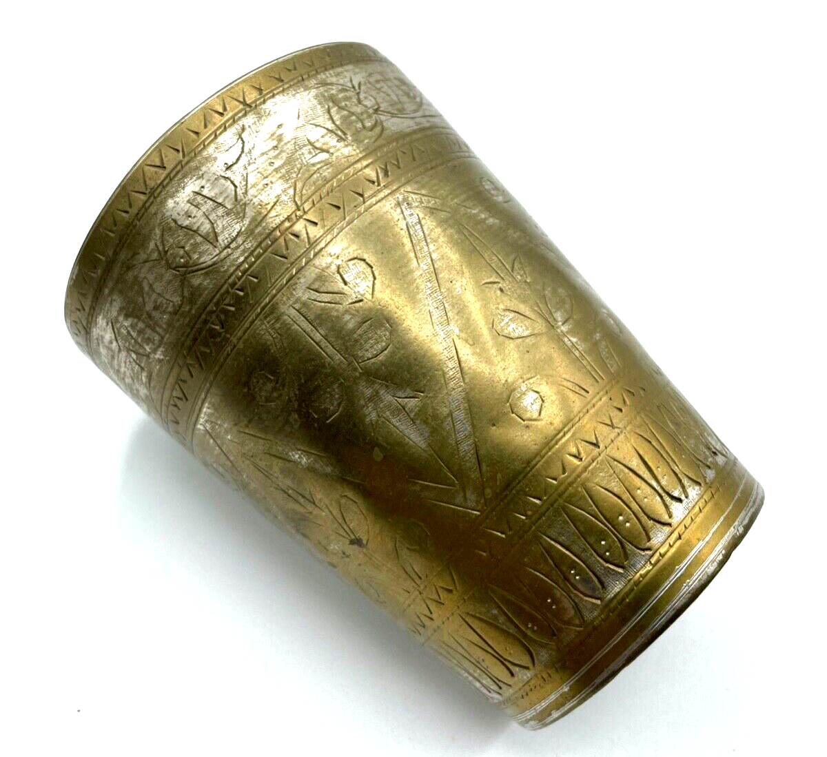 Alter Metall Becher Handarbeit Messing Zinn Isfahan Kunsthandwerk H 11 cm Nr. 11