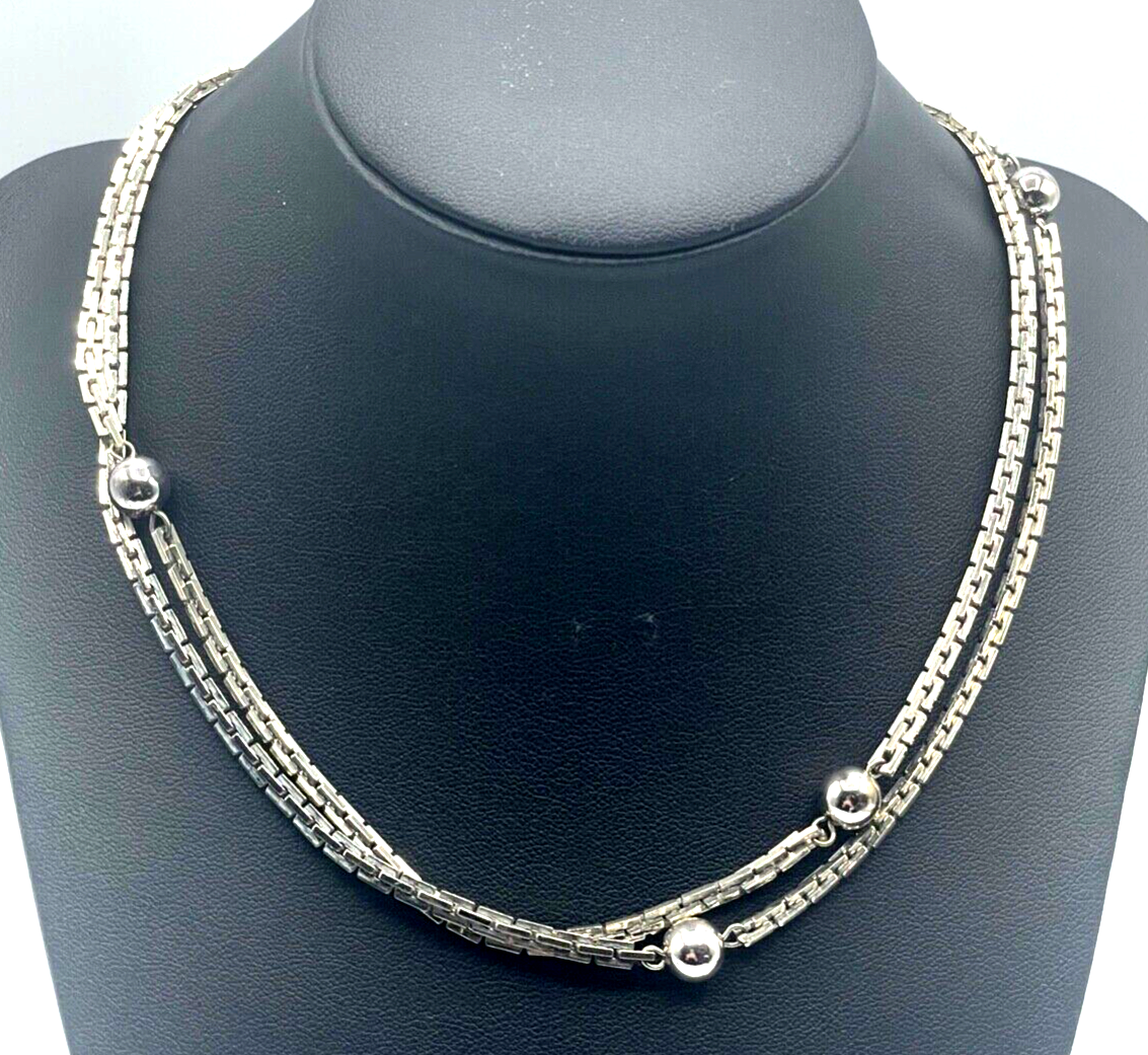 Klassische Eleganz real vintage Blusenkette Pulloverkette L82 versilbert wie neu2