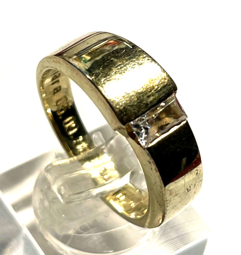 375 Gold 9 K Ring modernes Design Weißtopas  Ø 17,8mm RG 56 Juwelier gebraucht0