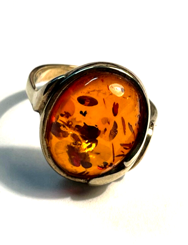 333 Gold 8 K Ring Bernstein Cabochon Ø 18 mm RG 57 gepflegt Juwelier Punze3