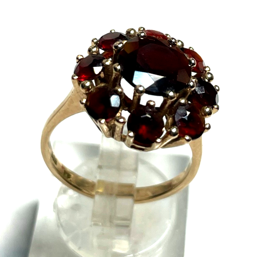 585 Gold 14 K Ring Roségold 9 x Granat Ø16,5 mm RG 52 solide Handarbeit Juwelier2