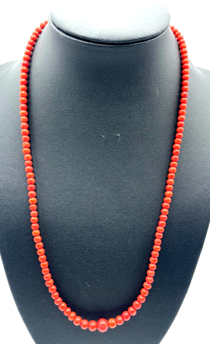 Antik Korallenkette rot Kugelkette Verlauf L50cm 800 AG/vergold. Kastenschloss0