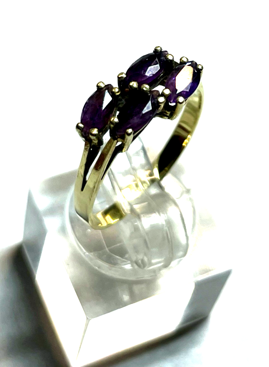 Vintage aparter 585 Gold 14 K Ring mit 4 x Amethyst elegant RG 56 Ø 18 mm5