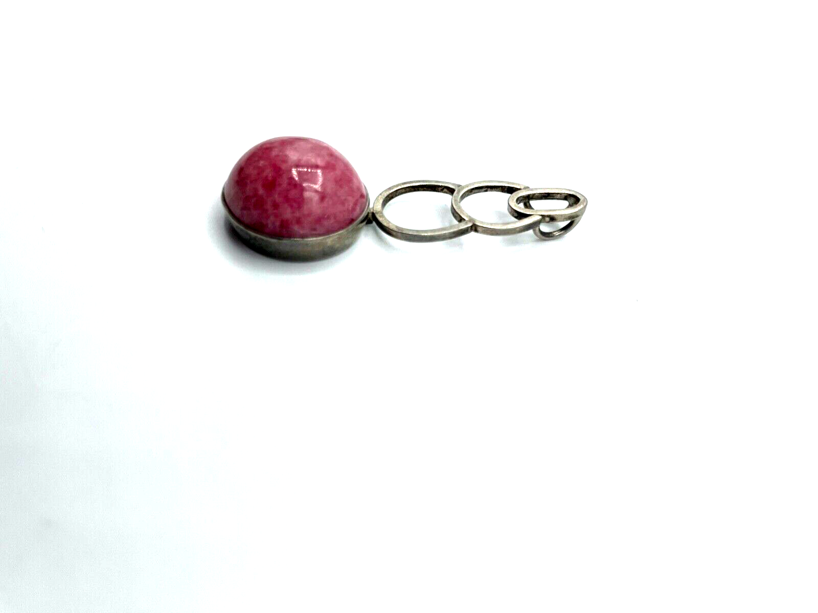 70er J Design 925 Silber Anhänger Handarbeit Rhodochrosit Cabochon Amulett L45mm3