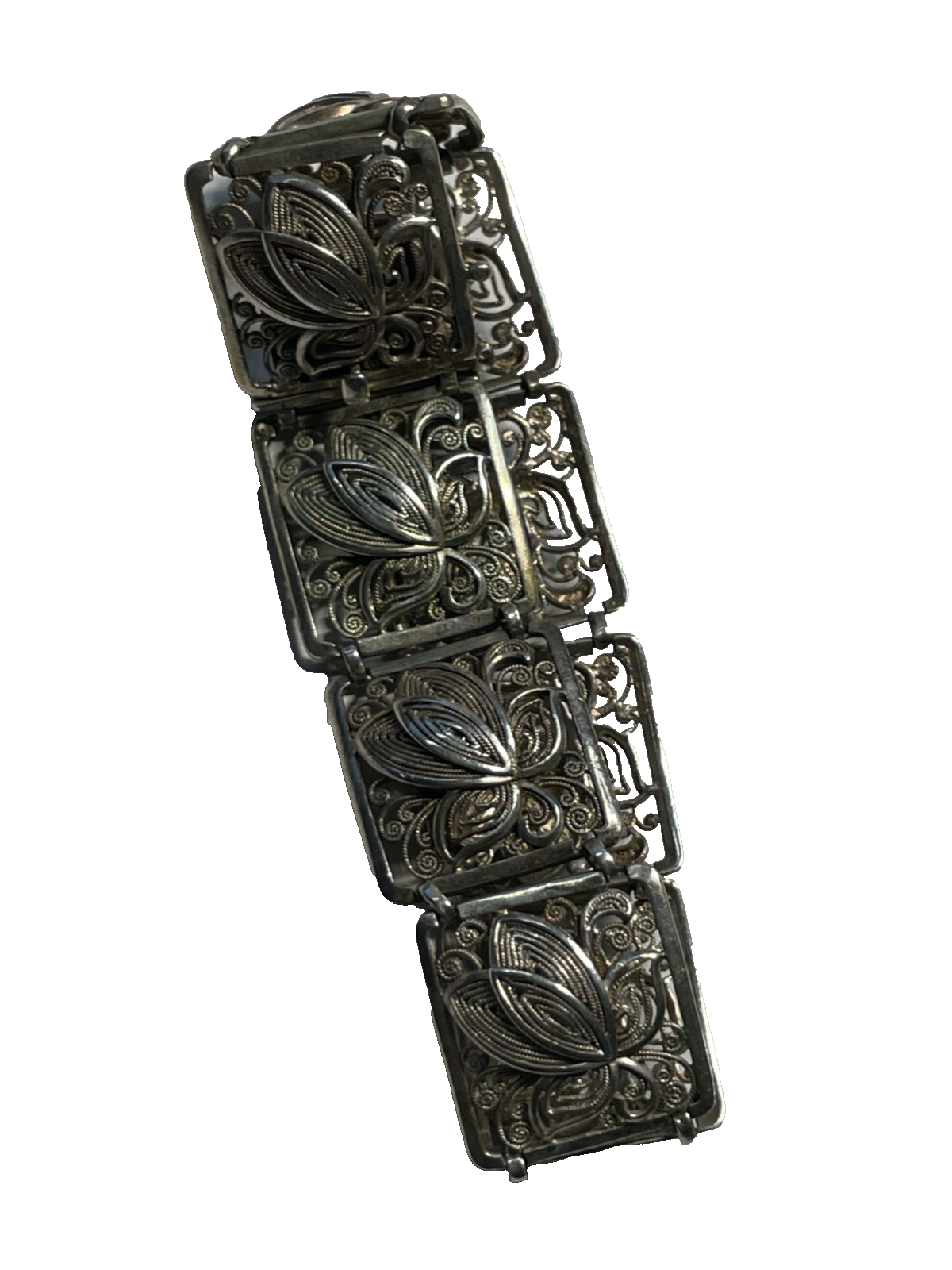 Antik 835 Silber Armband L 20 cm B 20 mm Filigransilber Handarbeit Jugendstil7