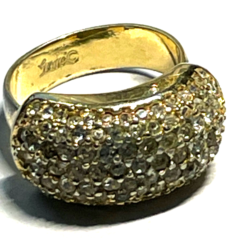 Vintage Grossé Cocktail Ring vergoldet offene Ringschiene wie echte Brillis8