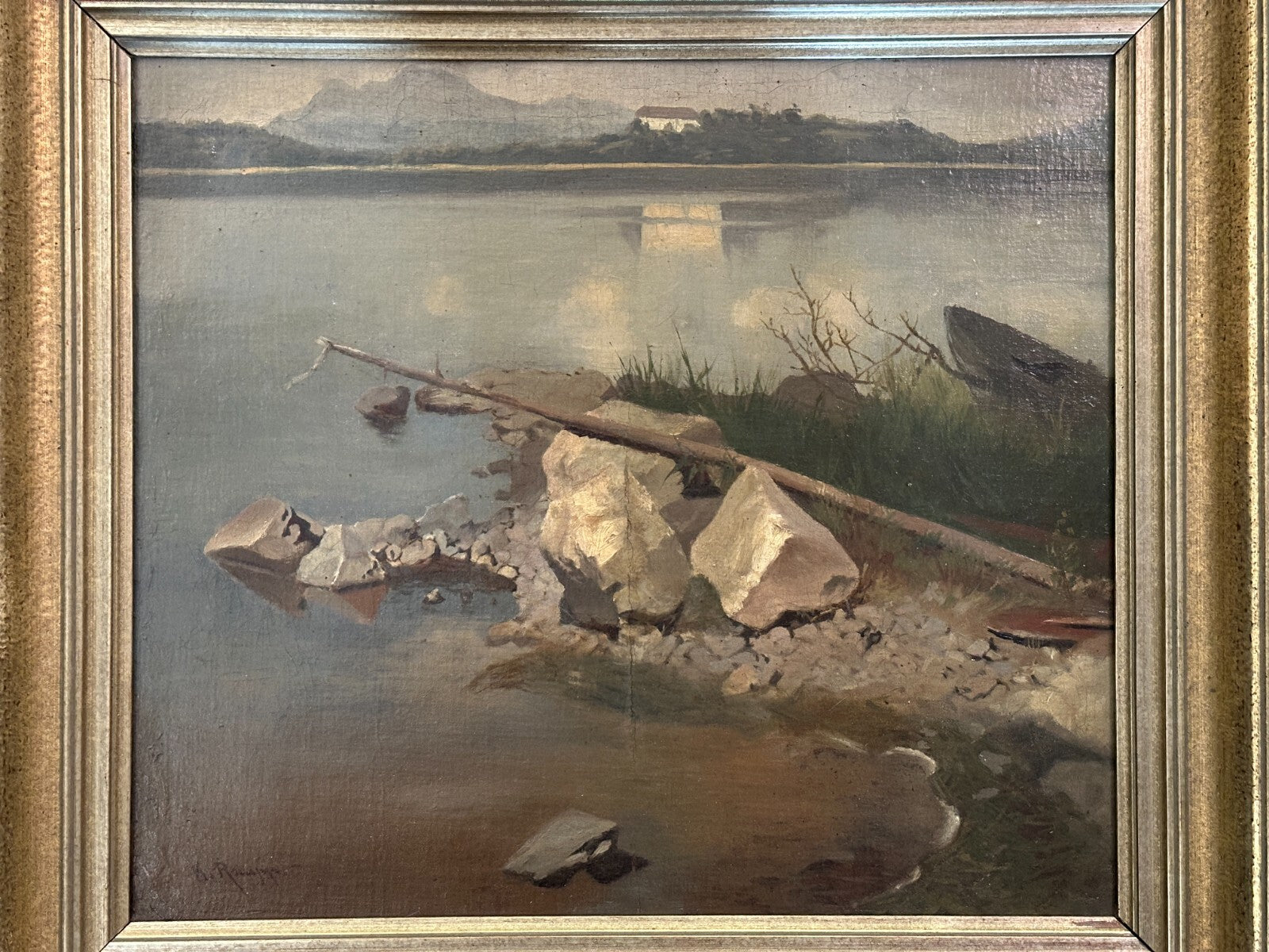 Karl Raupp 1837-1914 - Öl auf Leinwand - Am Chiemensee - signiert - gerahmt1
