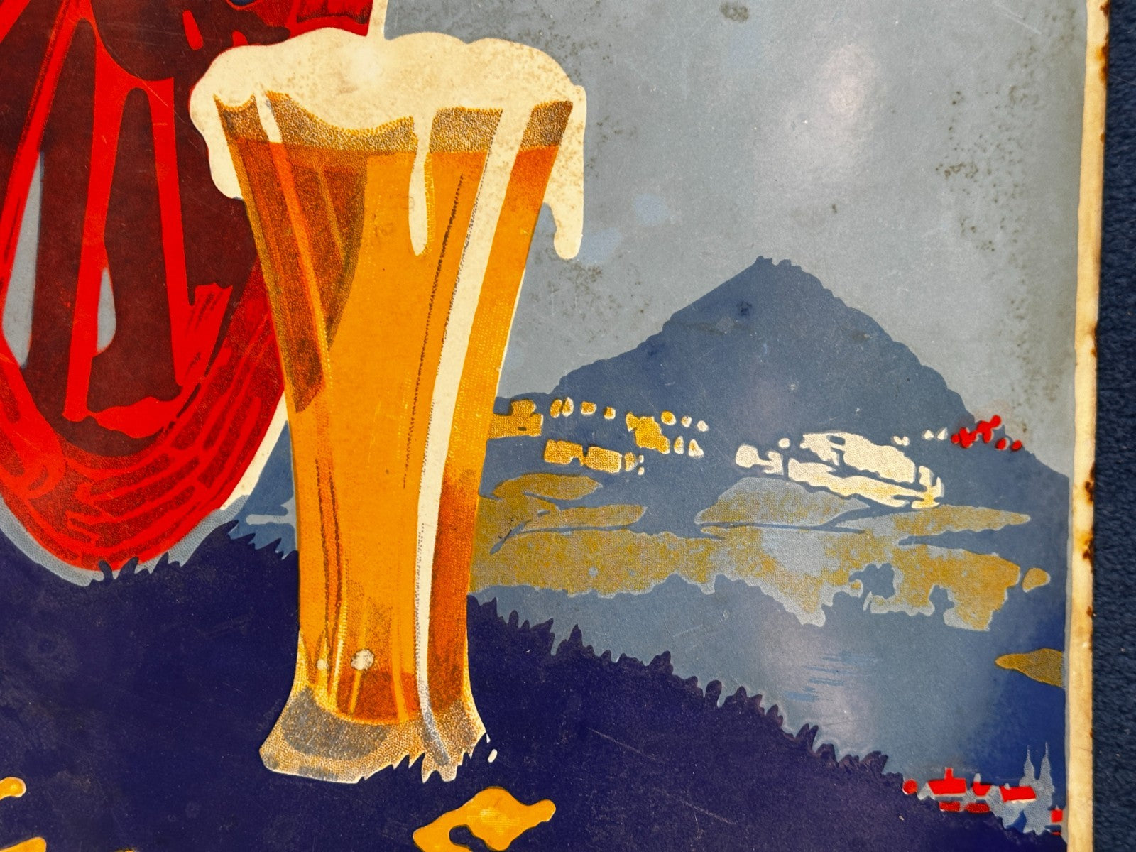 Altes Emailleschild - Staufen-Bräu Göppingen - Brauerei zum Rad - geprägt2