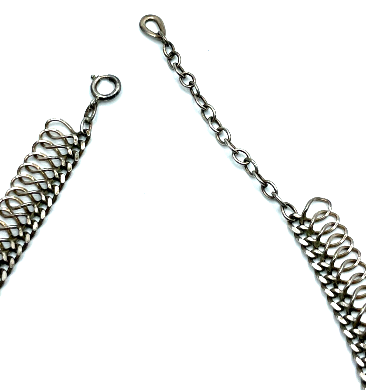 Vintage Design Silber Kette 835 FBM Collier 70er J Längenverstellbar bis 47,5cm6