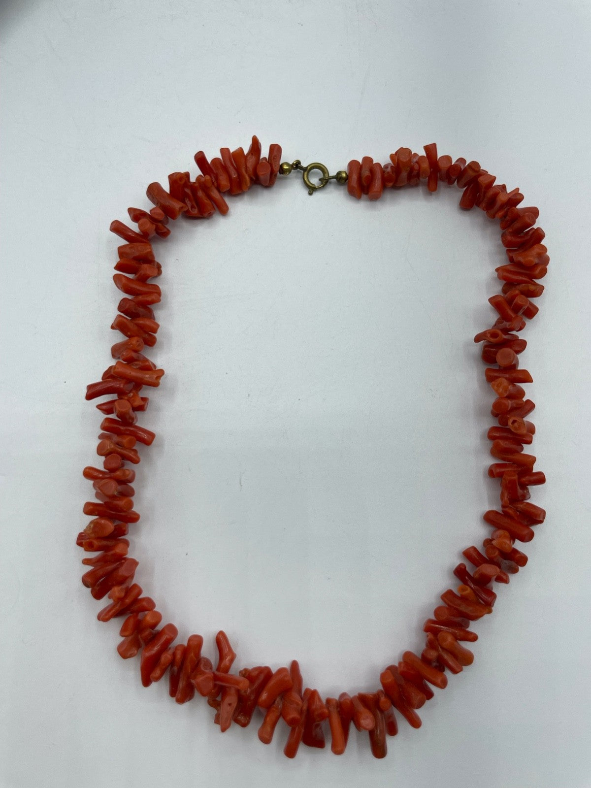 Vintage Korallenkette Stäbchen Koralle Collier L 40,5 cm Lachsfarbig3