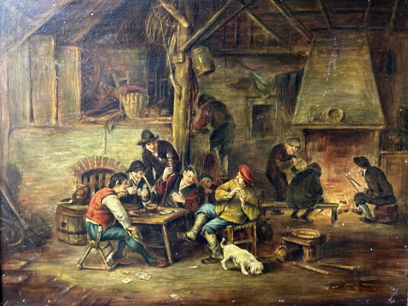 Öl auf auf Kupferplatte - Genre - Wirtshausszene nach David Teniers - gerahmt1