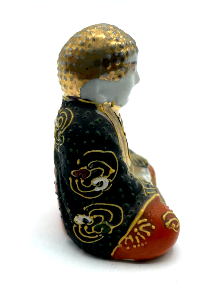 Antik Satsuma Porzellan Buddha Hankoka Moriage Handbemalt Japan um 1900 / 19207