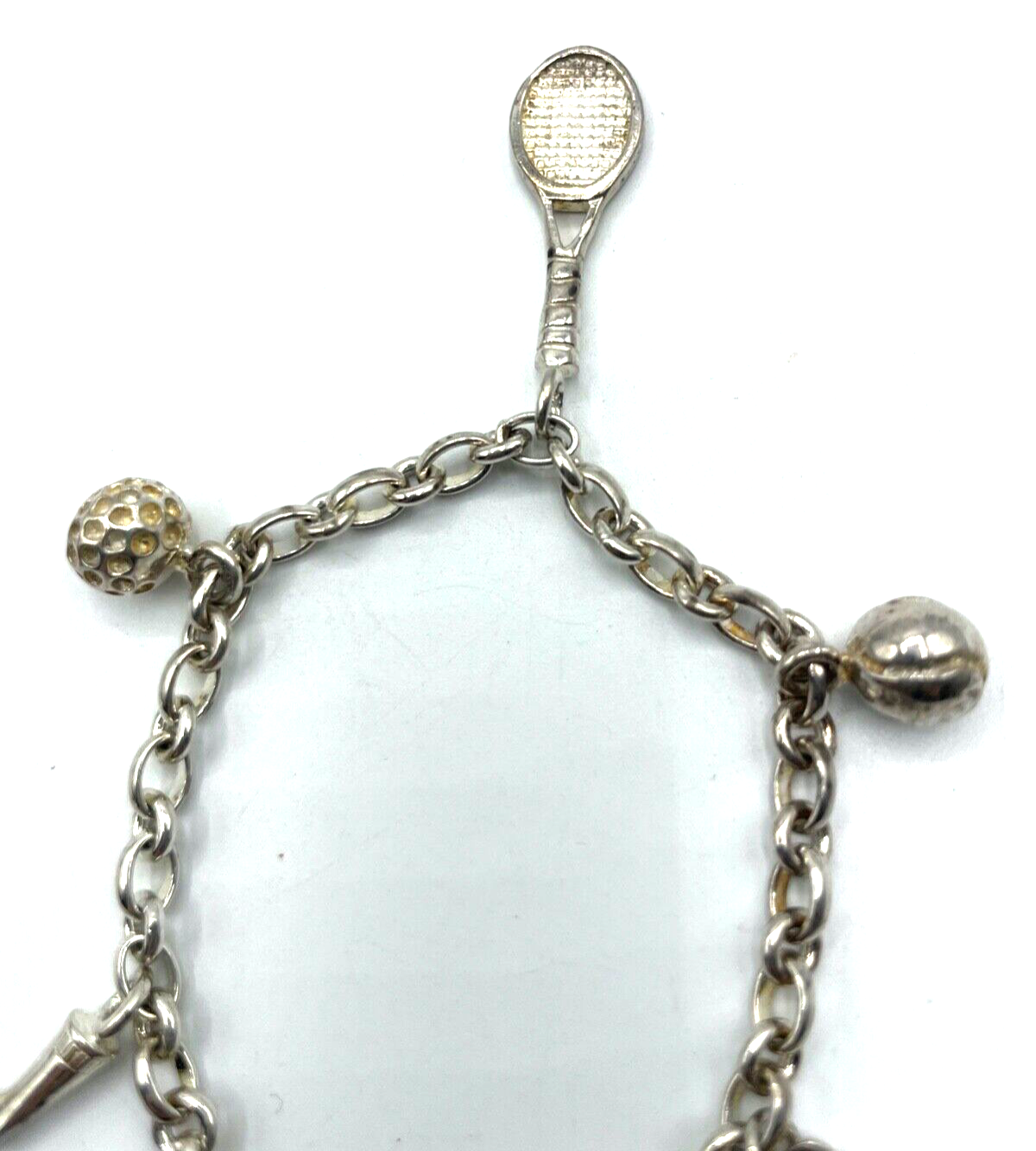 Massiv Sterling 925 Silber Armband 5 Sport Charm L 18,5 cm Golf Tennis erweitern4