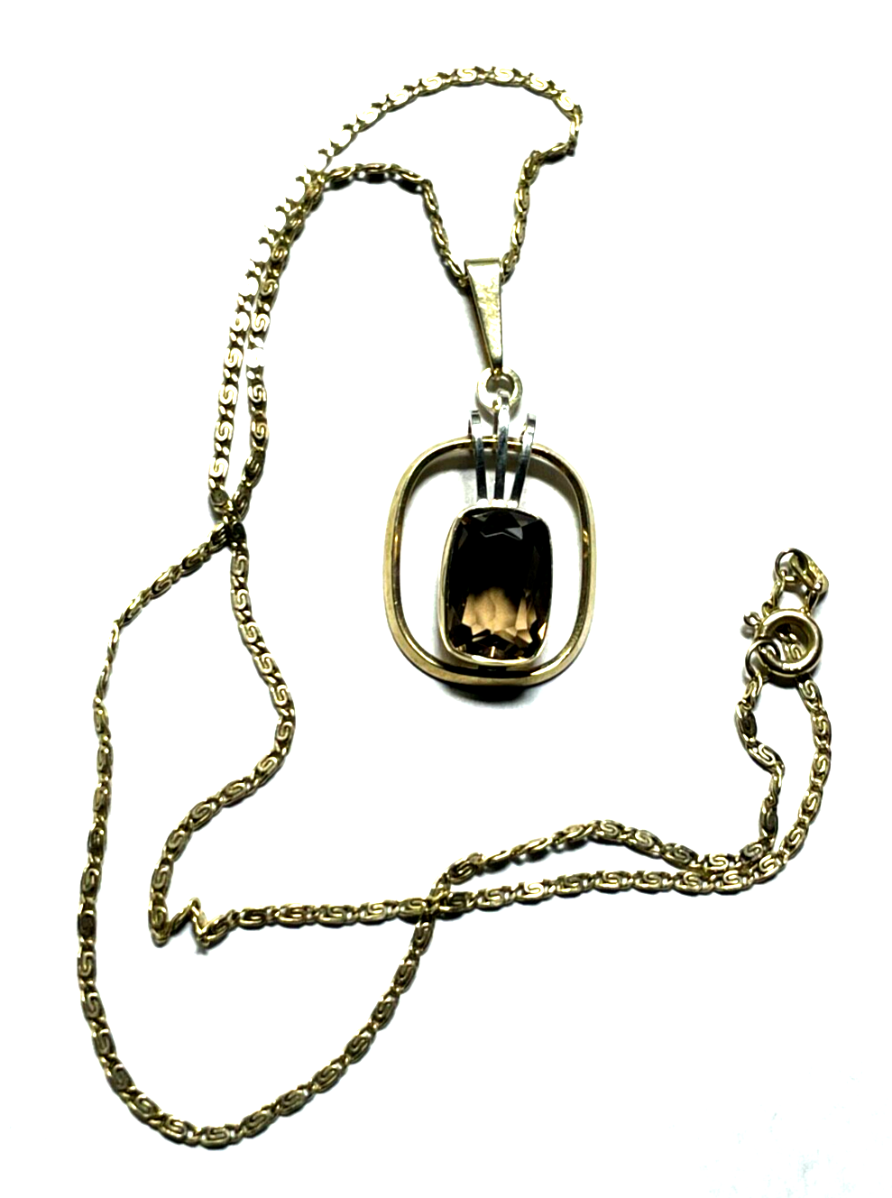 333 Gold 8 K Kette L 43 cm + aparter TEKA Rauchquarz Anhänger bicolor Juwelier3