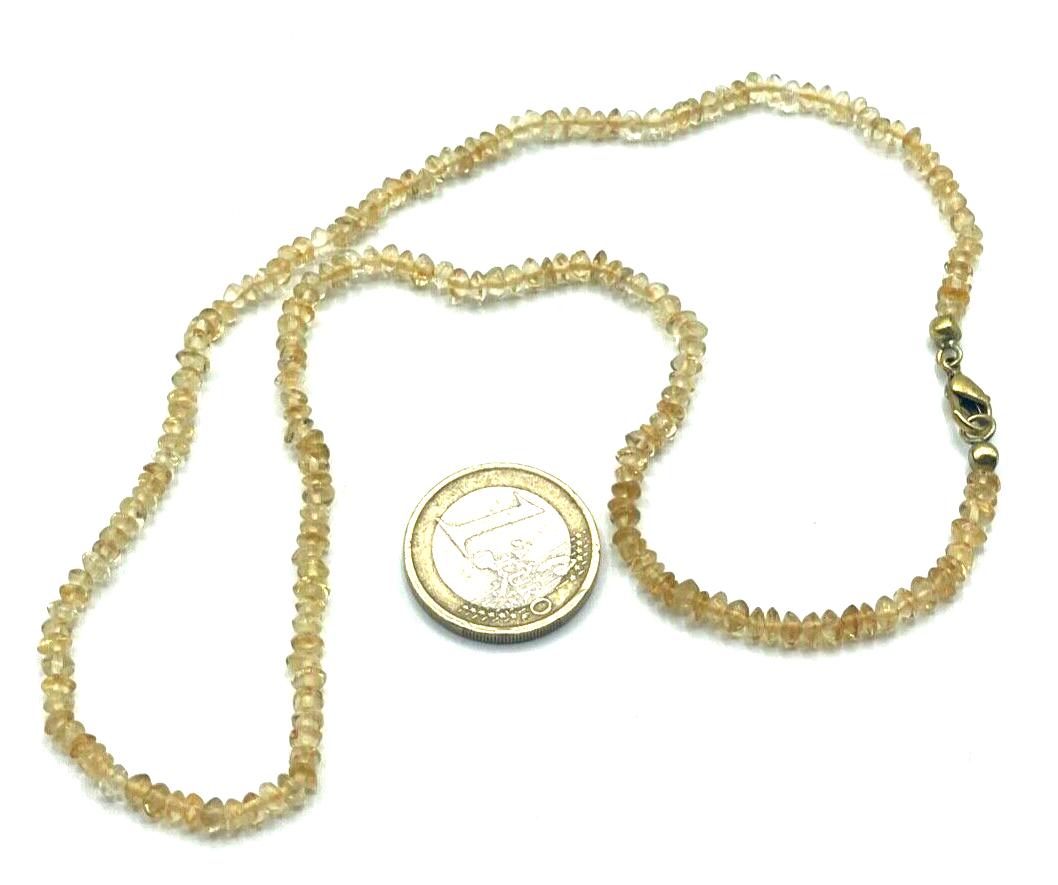 Natürlicher Citrin Edelstein Kette Rondelle poliert L 45,5 cm B ca. 4 mm Double1