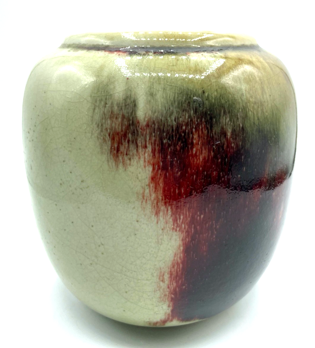 WMF Art Deco Keramik Vase Gerda Conitz Turmmarke Glasur Ochsenblut Craquelé 18cm6