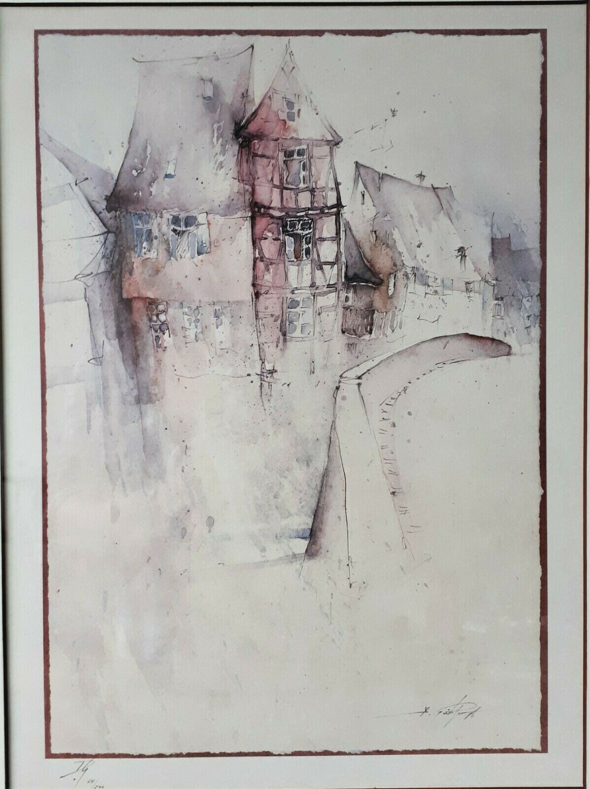 Dietmar Gürtler - Ulm - Handpressdruck vom Künstler handkoloriert - Passepartout0