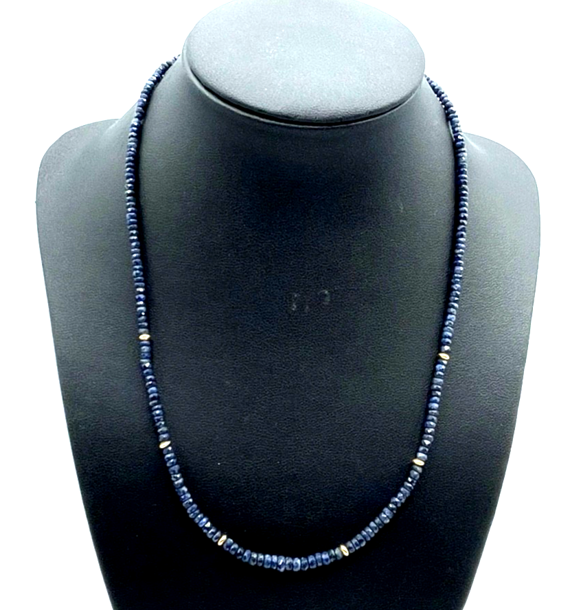 BCI 585 Gold 14 K Saphir facettiert Kette Halskette L 45 cm B 3,5 mm sehr gepfl.1
