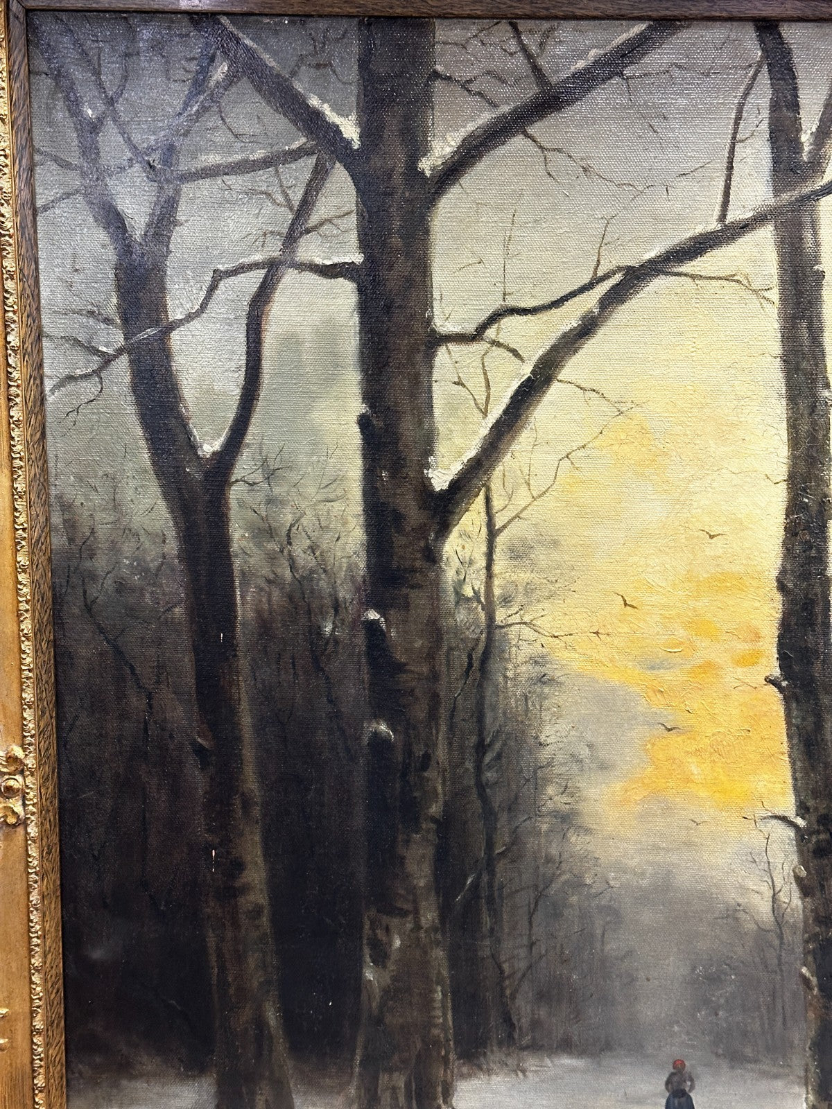 Johann Jungblut 1860–1912 – Winterallee im Abendlicht - Öl auf Leinw - signiert1