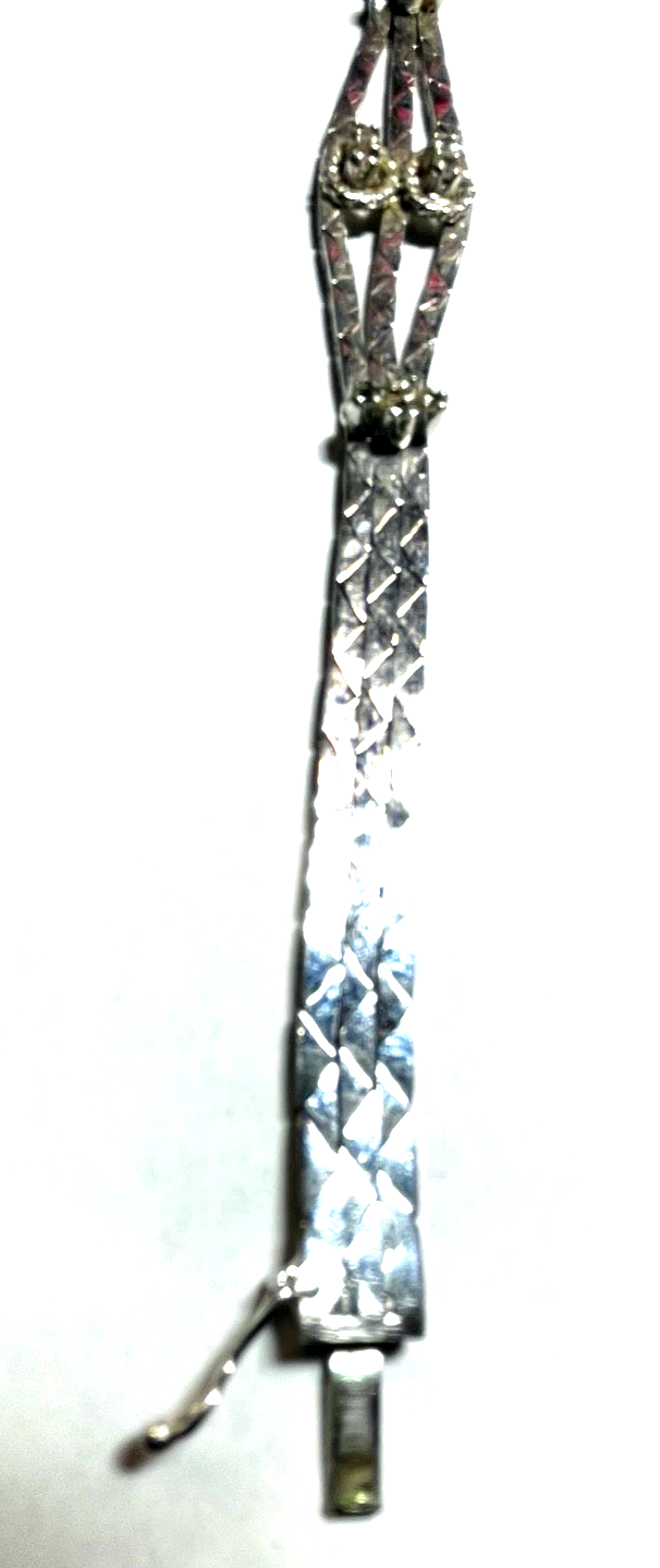 Vintage elegantes 800 Silber Armband mit 12 x Weißtopas L 19 cm B 15 mm5