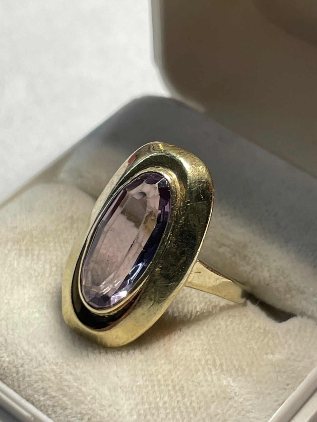 Vintage 333 Gold 8 K heller Amethyst Ring Ø 17,8 mm RG 56 Juwelier Qualität6
