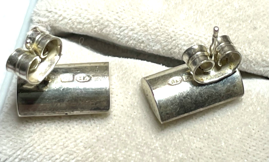 Massive 925 Silber Design Ohrstecker modern mit Bernstein sehr gepflegt Juwelier2