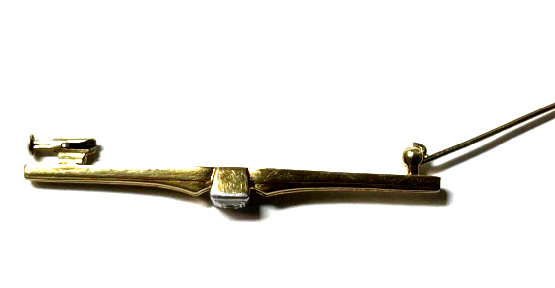 Klassische 585 Gold 14 K Brosche Stabbrosche mit Brillant in WG 0,05 ct gepflegt5