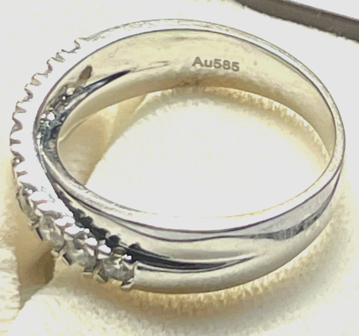 Solider Weißgold 585 Gold 14 K Ring 9 Brillanten 1,0ct. Ø 17,8 mm RG 56 Juwelier13