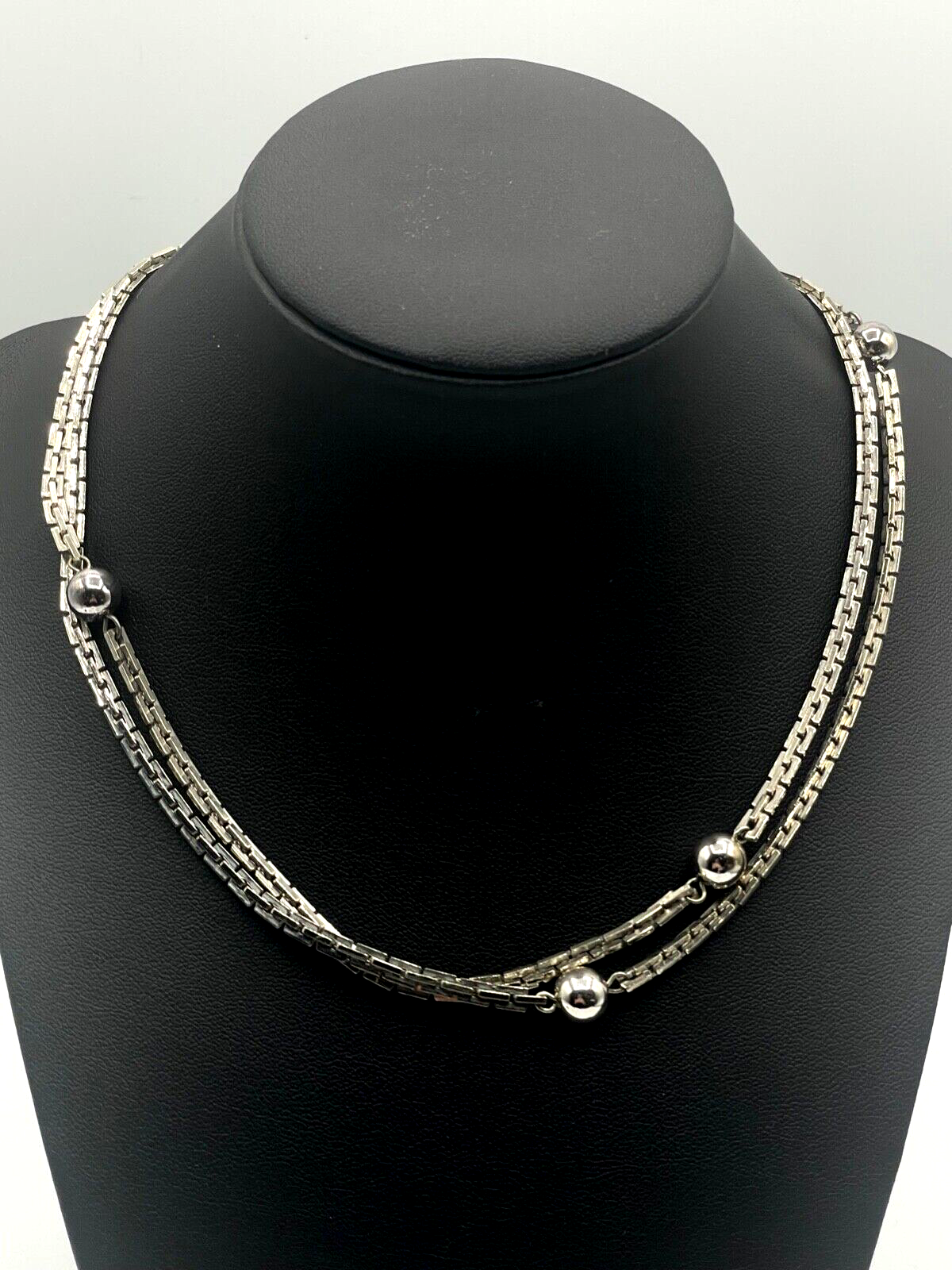 Klassische Eleganz real vintage Blusenkette Pulloverkette L82 versilbert wie neu1