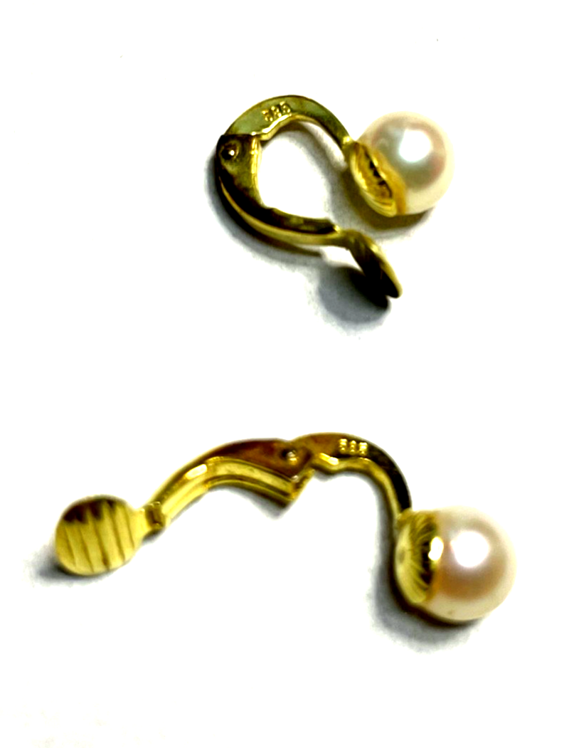Elegante 585 Gold 14 K Ohrringe Ohrclips Clips zeitlos mit Akoya Perle Ø 6 mm3