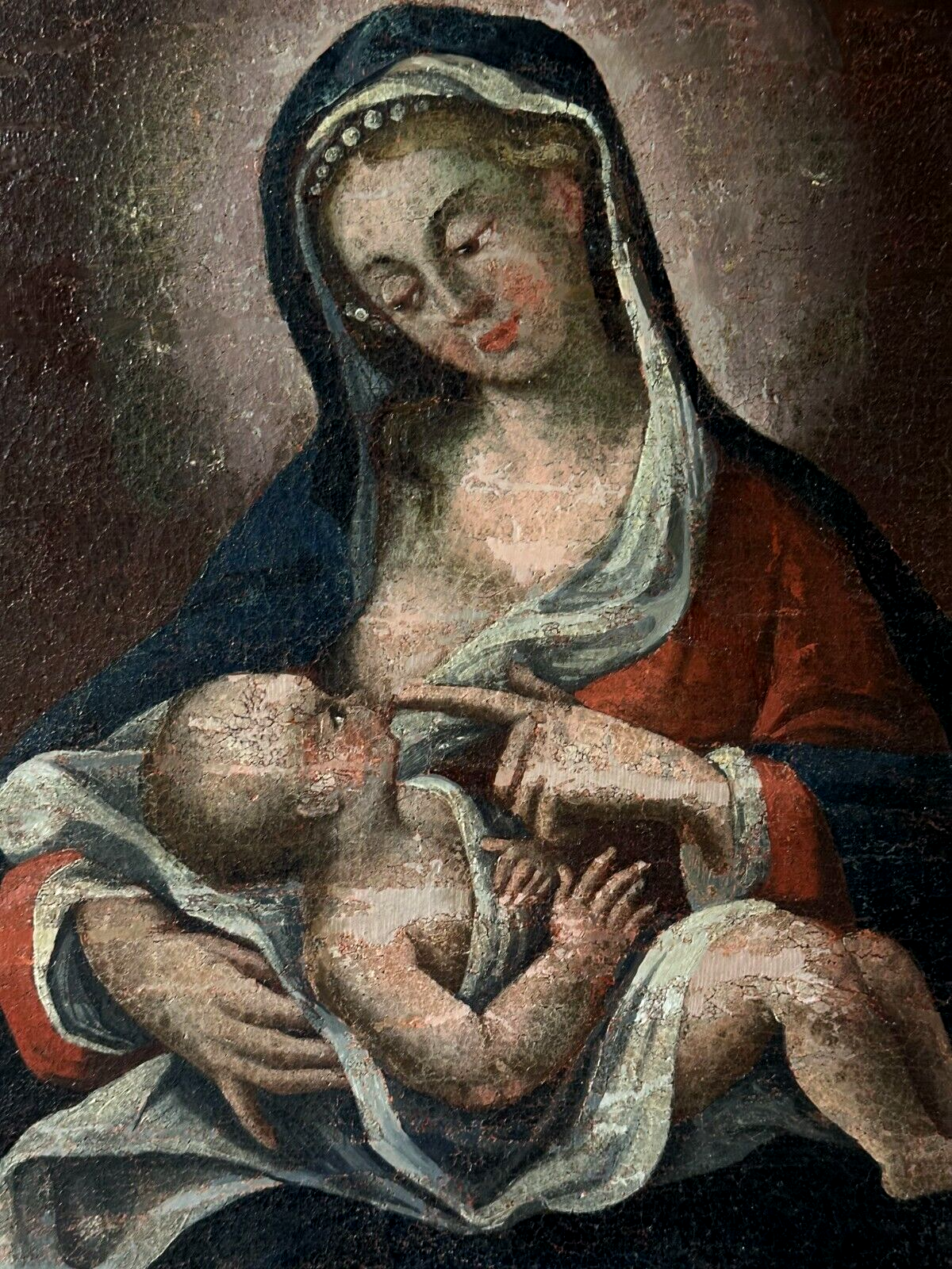 Öl auf Leinwand - barockes Gemälde - Maria lactans - stillende Mutter Gottes1