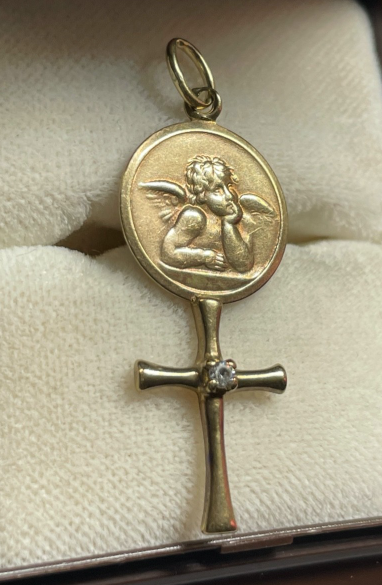 333 Gold 8 K Anhänger Gott Schütze Dich Schutzengel und Kreuz unisex Talisman6