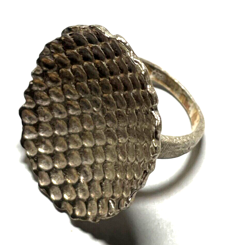 Solider stattlicher 925 Silber Ring Designer Schmuck Waffeloptik gebürstet RG 546