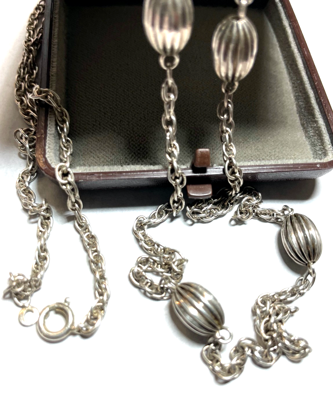 Solide gepflegte 925 Silber Halskette elegante Pulloverkette L 83 cm B 8 mm1