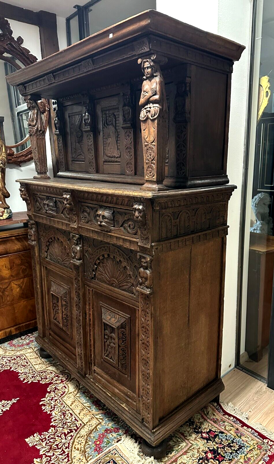 Renaissance - Eiche - 17. Jahrhundert - Buffet Schrank - reiche Schnitzerei13