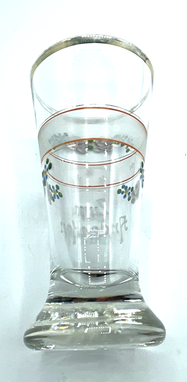 Antik Glas Jugendstil Andenkenglas Vergissmeinnicht Rosen Kaltemaille Malerei4